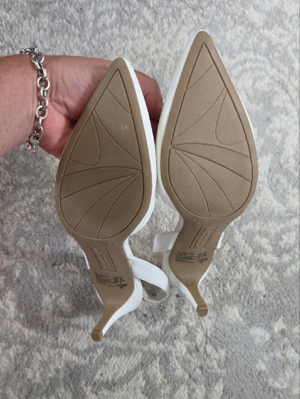 Christian Siriano White Pointed Slingback Pumps with Ankle Strap (Sleek Finish) - Picture 2 of 5